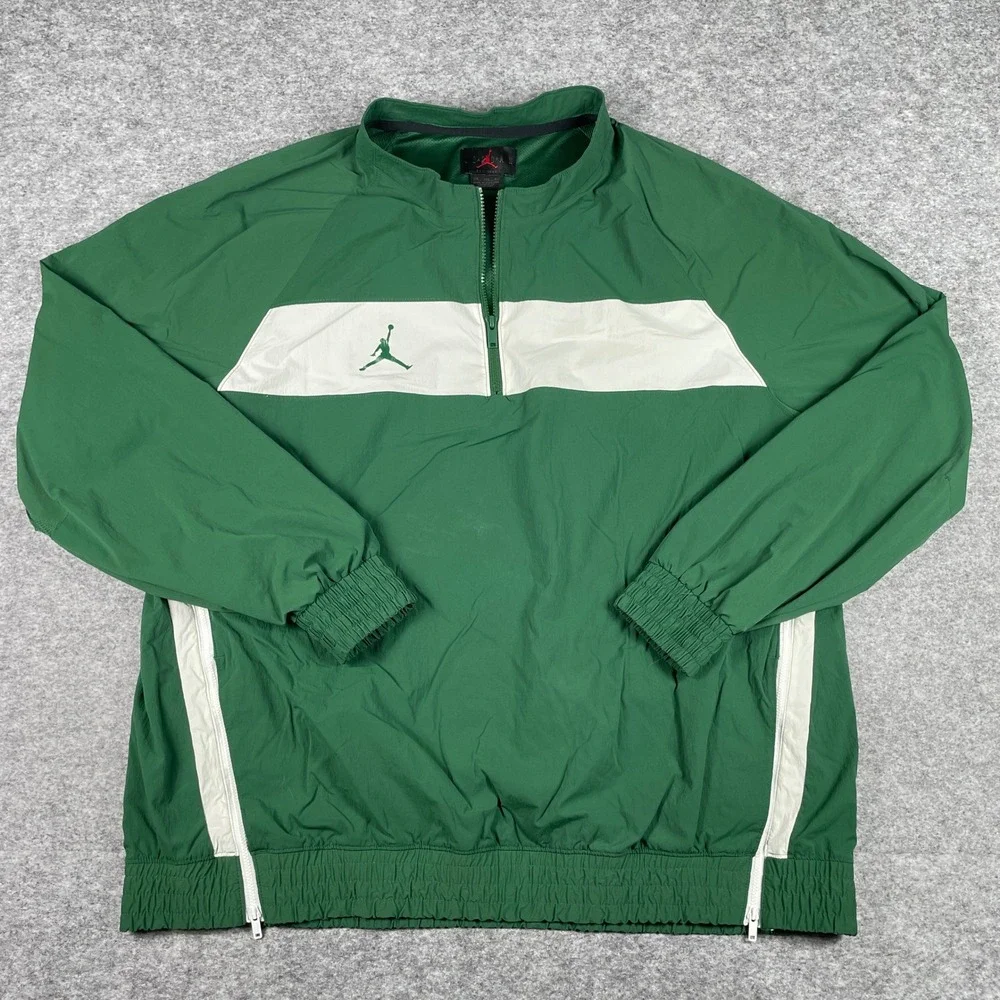 Jordan Windbreaker Jacket Mens 3XL Green 1/4 Zip Pullover Mesh Lined CD2218-341